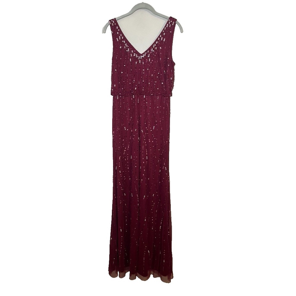 Adrianna Papell Beaded Mesh Gown Sequin 4 Glam Chic Art Deco Metallic Shimmer